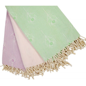 Jacquard Turkish Towel with Peacock Feather Pattern
