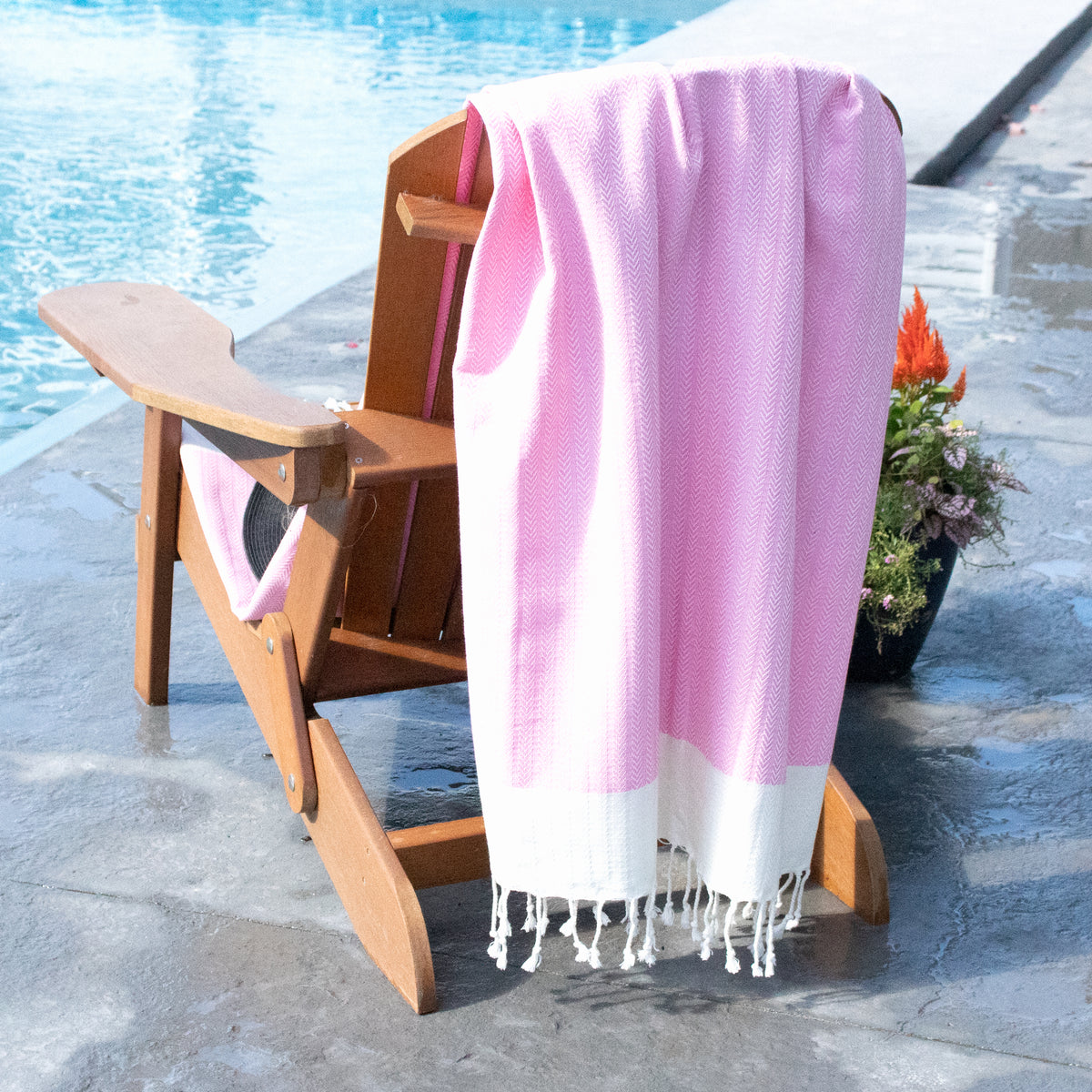 Turkish Towel (Peshtemal)  Delicate Fishbone Pattern