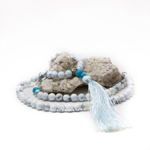 Mala with intention beads - Sage and Sweetgrass